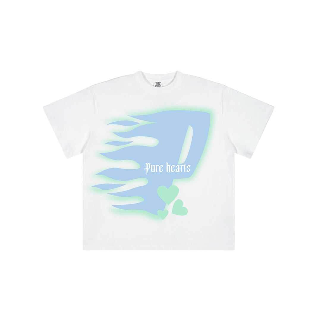 PURE HEARTS OVER HATE GRAPHIC T-SHIRT (BLUE &GREEN)