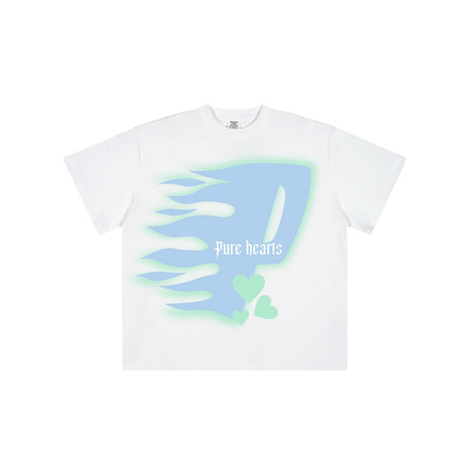 PURE HEARTS OVER HATE GRAPHIC T-SHIRT (BLUE &GREEN)