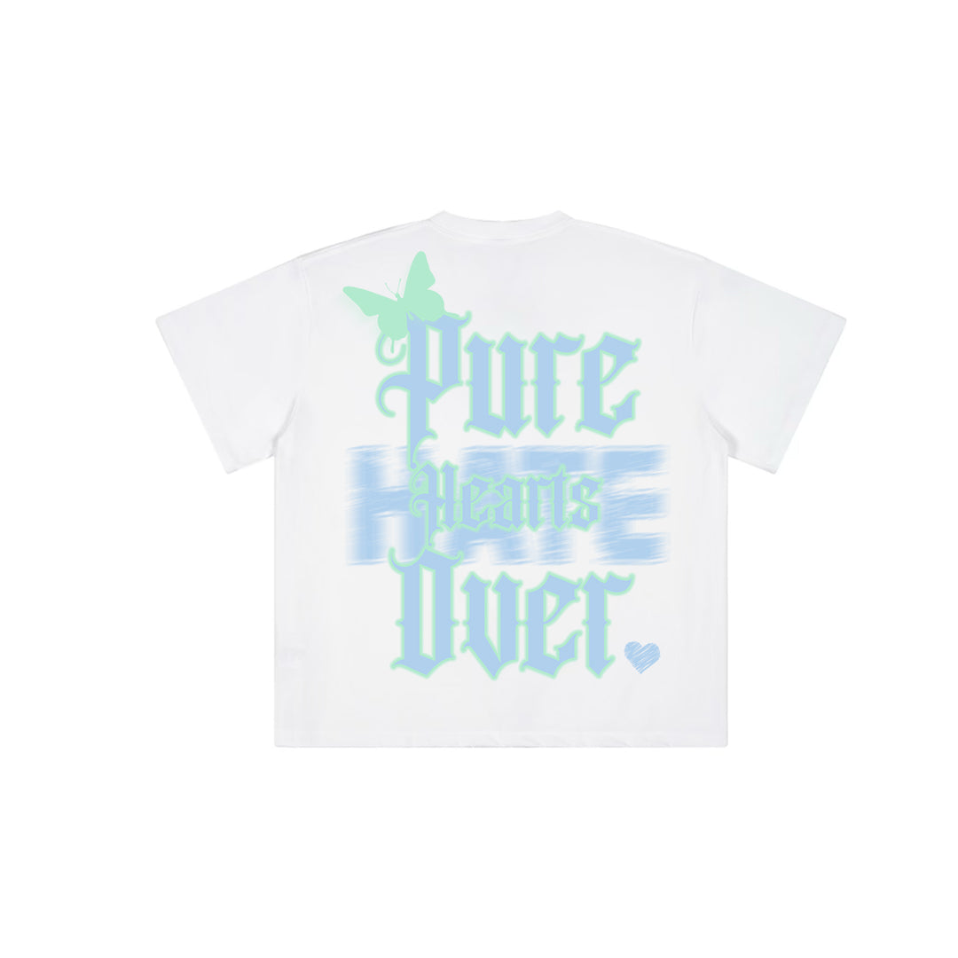 PURE HEARTS OVER HATE GRAPHIC T-SHIRT (BLUE &GREEN)